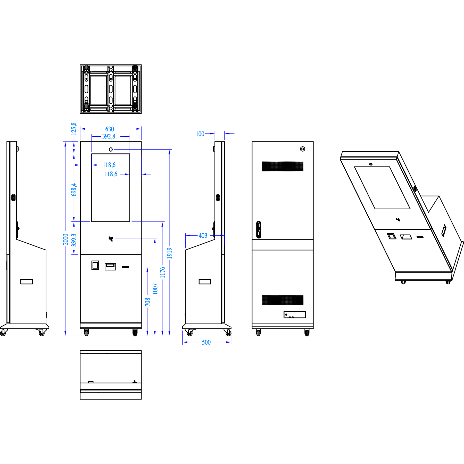 Sadevio Kiosk v2.1 dimension drawing